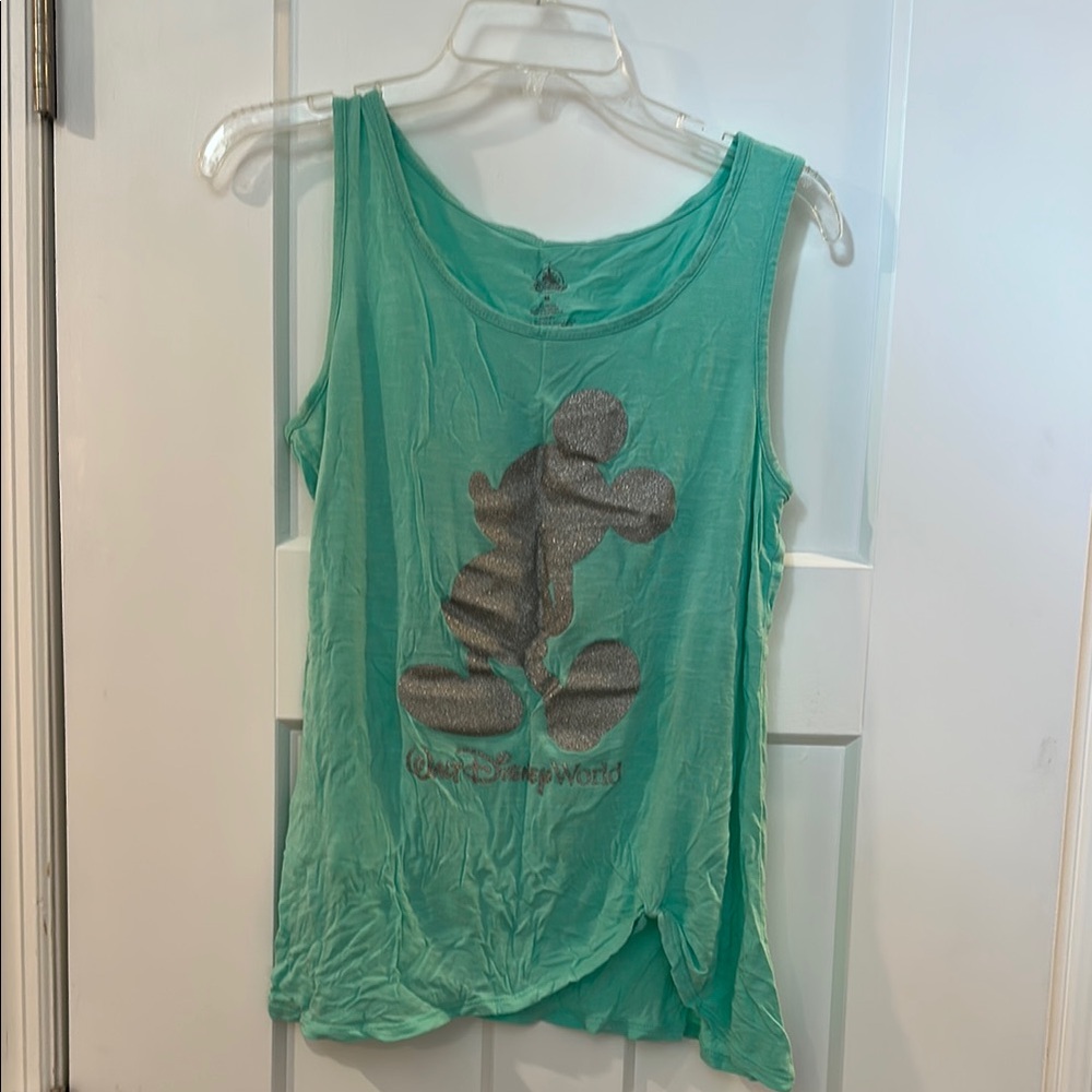Disney Green Asymmetrical Cut Out Tank Top